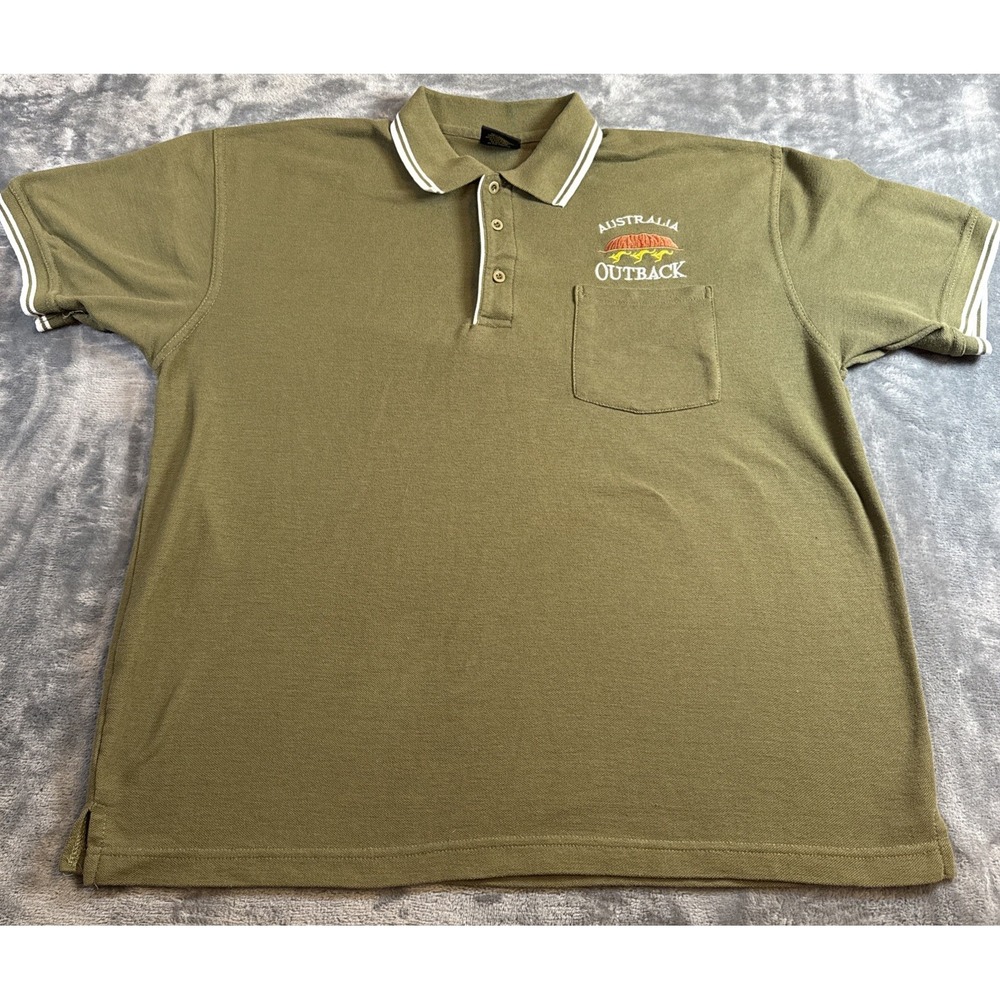 Australia Polo Shirt Mens Size XL Outback Logo Embroidered Green Rare Vintage